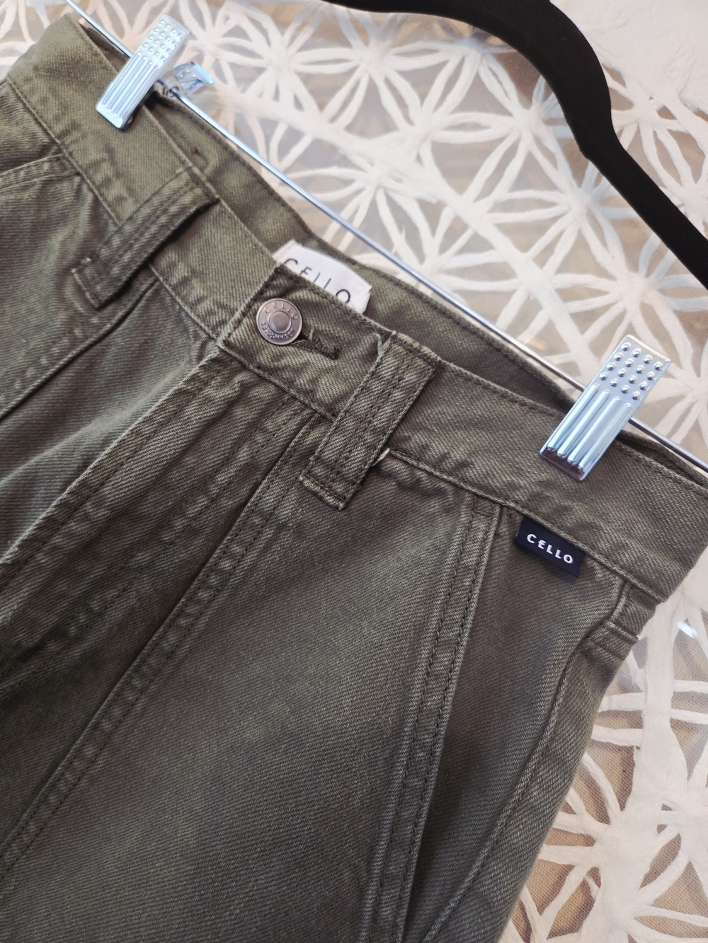 Cello Denim Wide-leg Cargo Pants High Rise Size 1 Olive - Picture 6 of 10